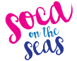 A pink and blue logo for soca on the seas.