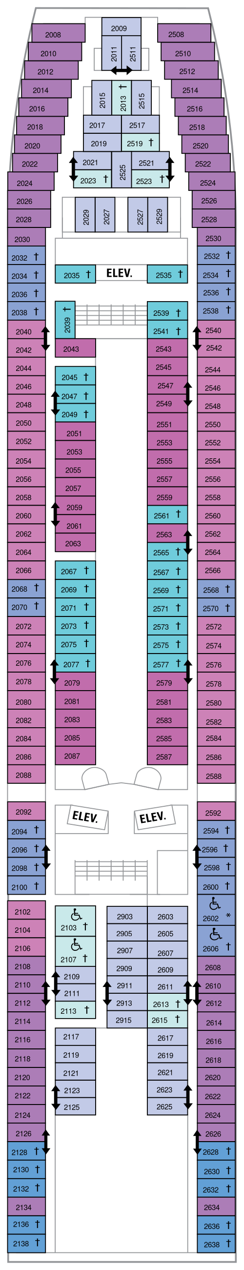 A map of the floor with two rows and one row is numbered.