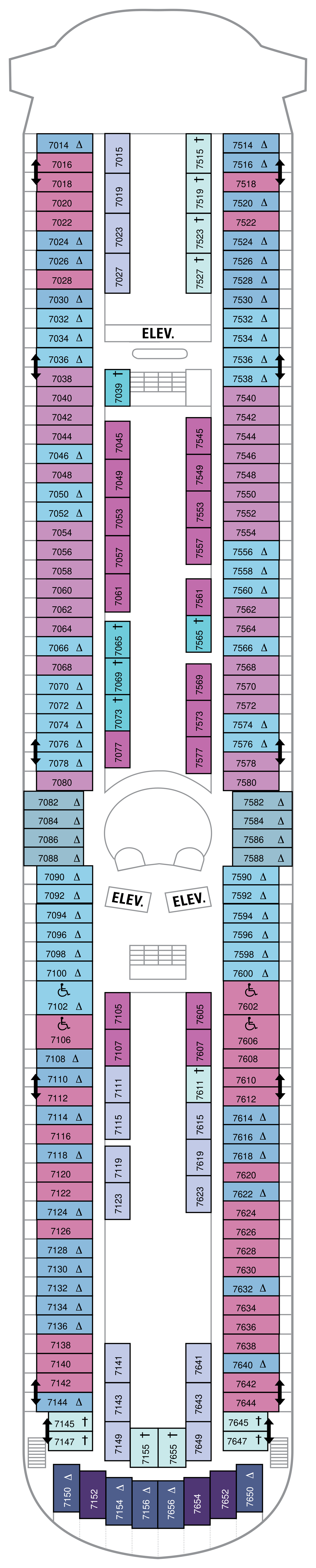 A floor plan of the ship with numbers and times.