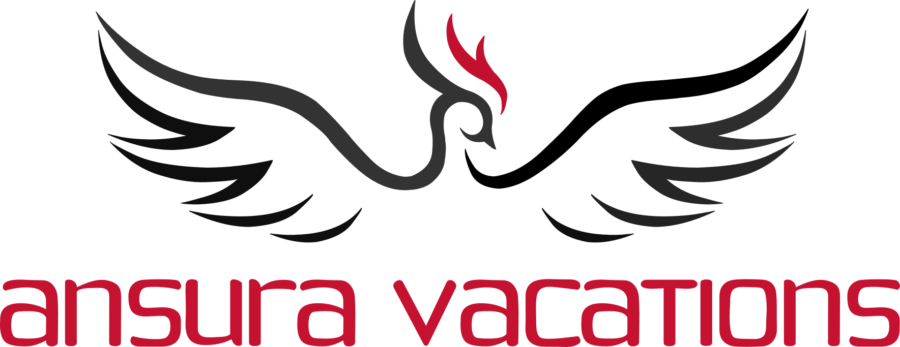 A red and black logo for a vacation rental.