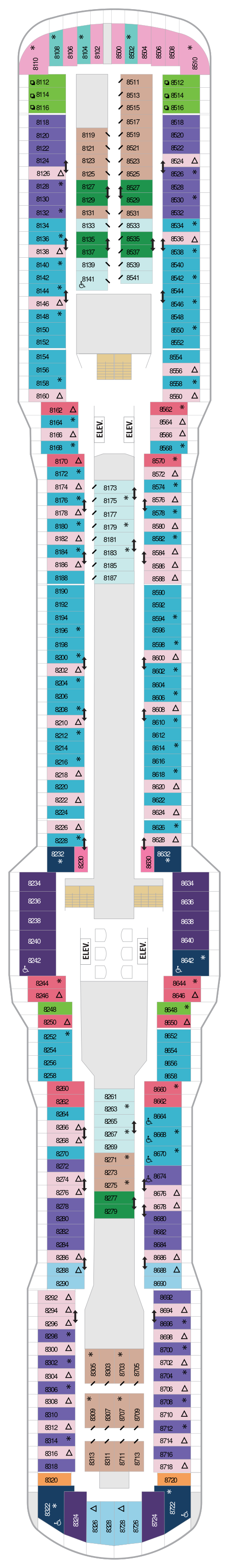 A floor plan of the top two floors of a building.