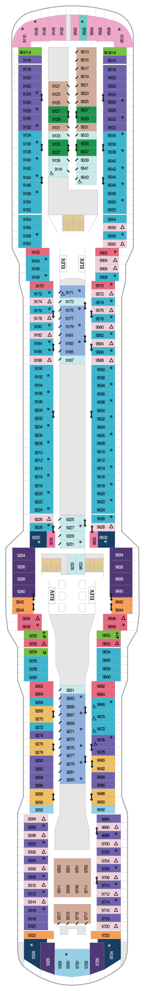 A floor plan of the building with many different colors.