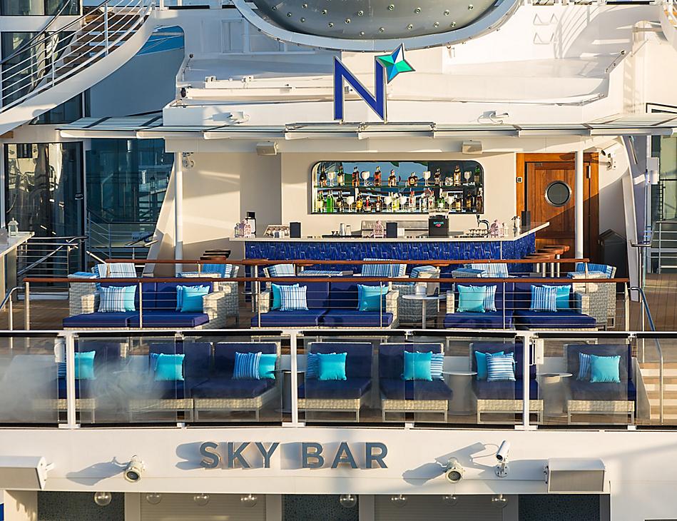 A sky bar on the deck of a cruise ship.