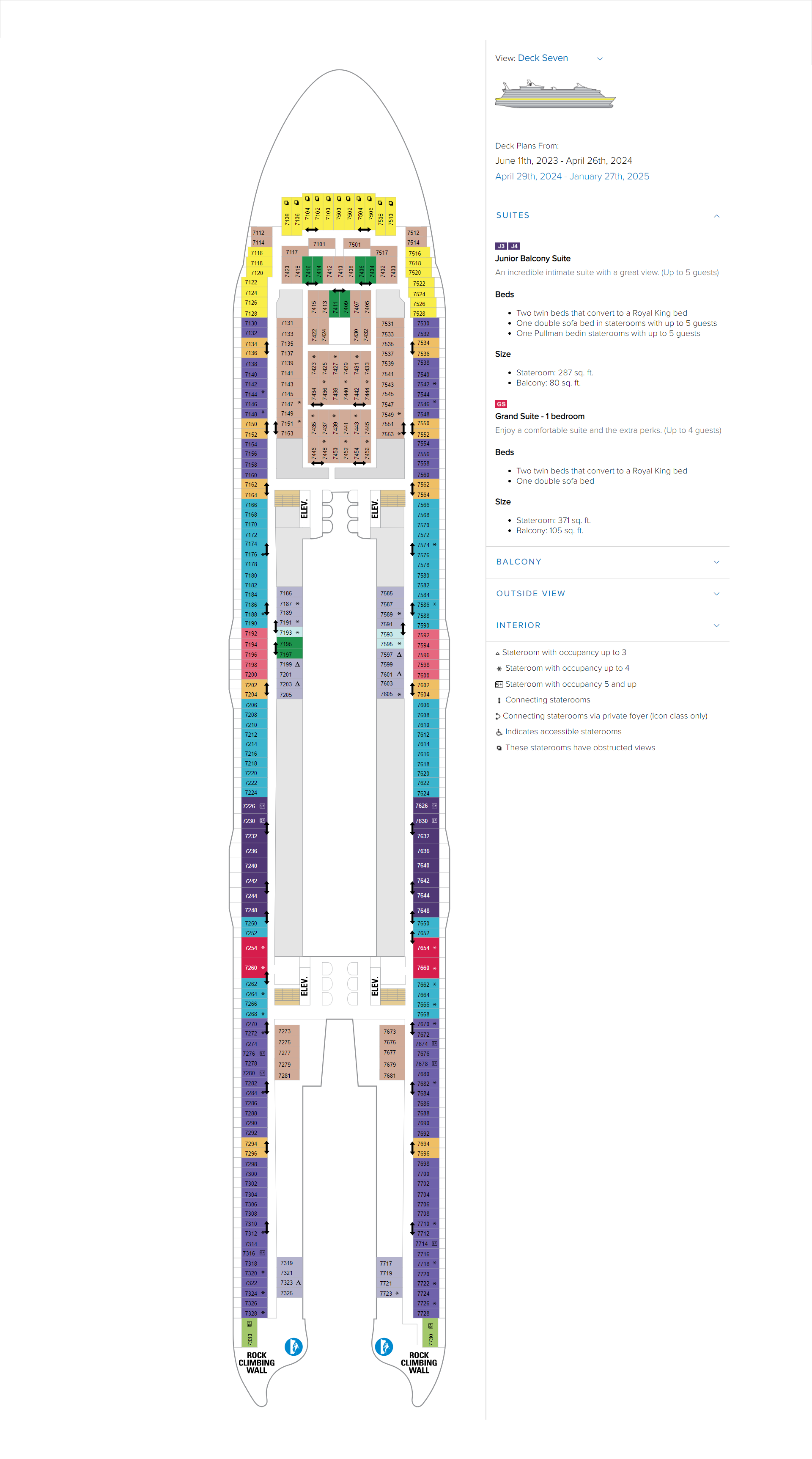 A floor plan of the building with multiple colors.